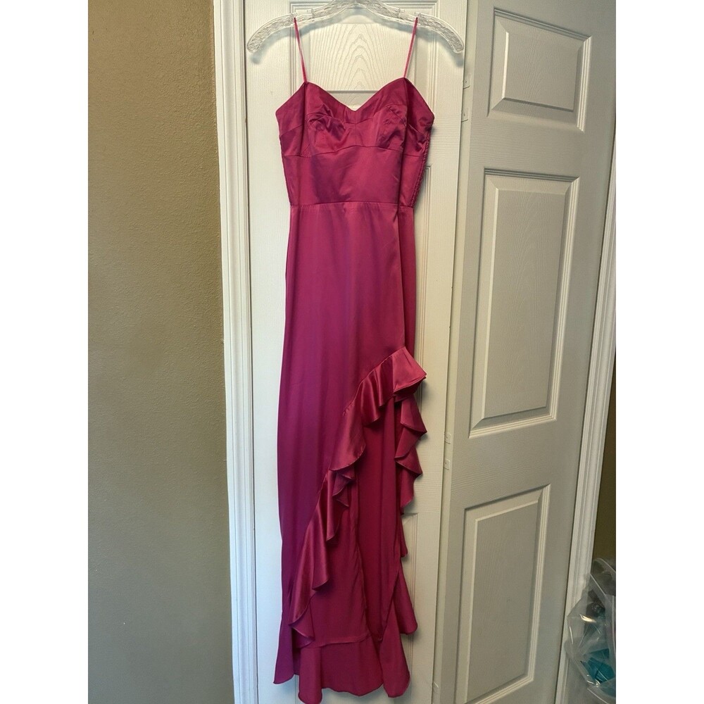 Aqua Pink Long Dress Size XS Prom Homecoming Party Fushia Satin Strapless